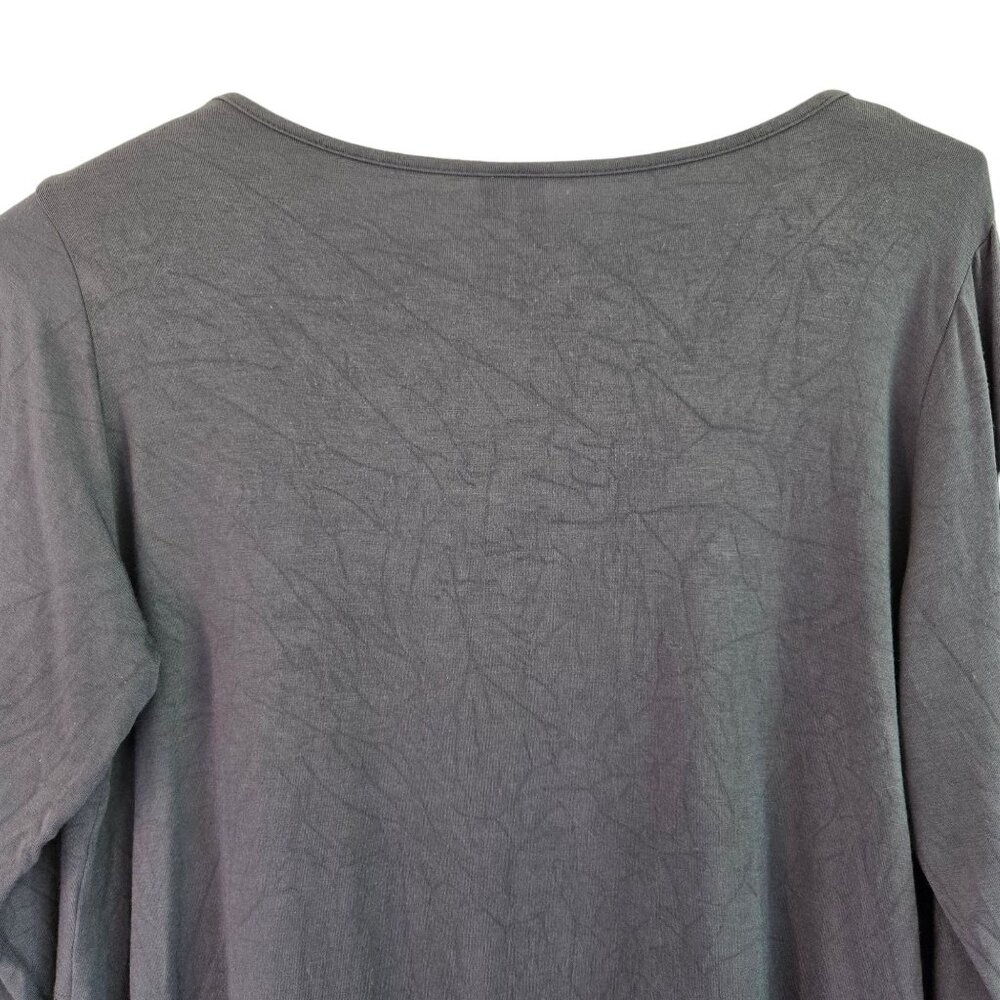 Comfy USA Womens Lagenlook Asymmetrical Hem Knit Top Blue Gray Small - Picture 8 of 13